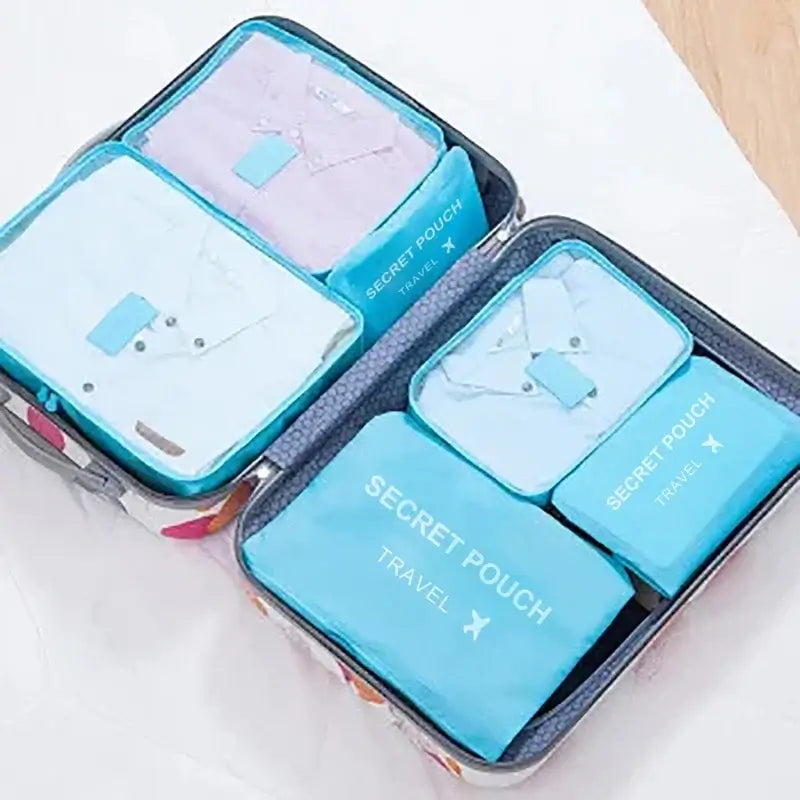 Reise-Organizer Set 6-teilig – Wasserdichte Koffertaschen für Kleidung & Unterwäsche