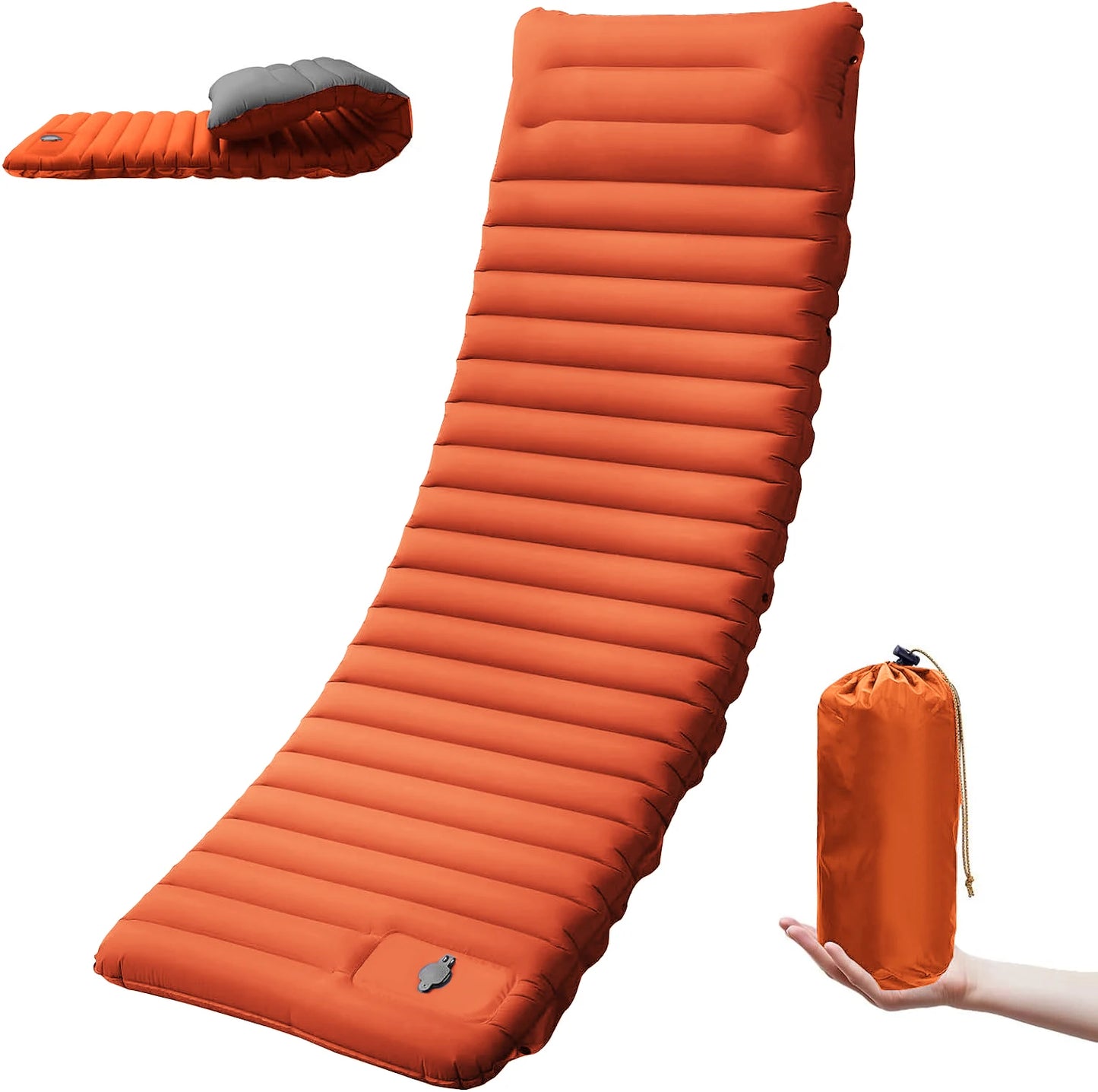 Ultraleichte extra dicke 4‑Zoll‑Camping‑Schlafmatte mit integriertem Kissen und Fußpumpe, aufblasbare Schlafmatte für Outdoor‑Camping