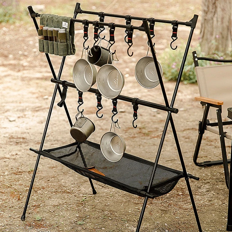 MountainHiker Faltbares Camping-Hängeregal – Aluminium Dreieck-Aufhänger