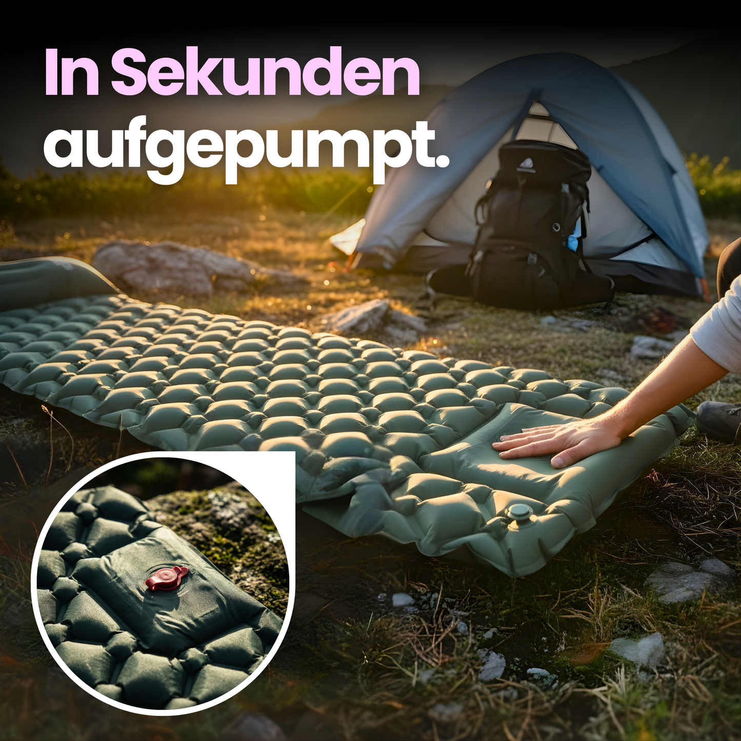 Ultraleichte Camping-Isomatte mit Kissen – Komfortabler Schlafplatz für unterwegs