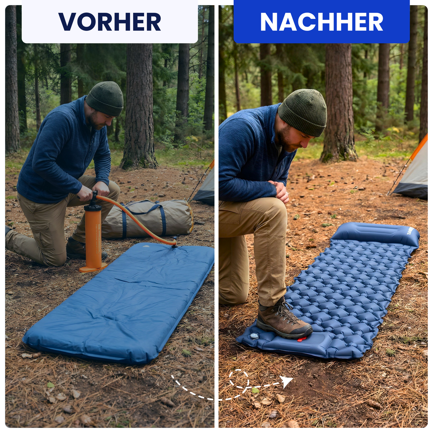 Ultraleichte Camping-Isomatte mit Kissen – Komfortabler Schlafplatz für unterwegs