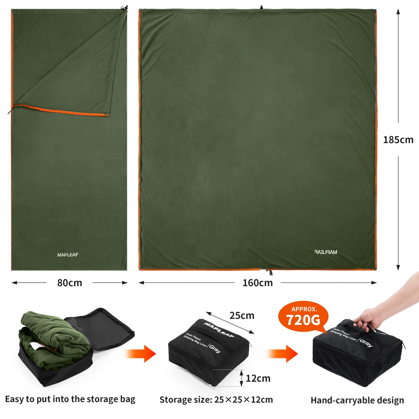 MAPLEAF Fleece Sleeping ,Travel Camping Sheet Camping Blanket Liner