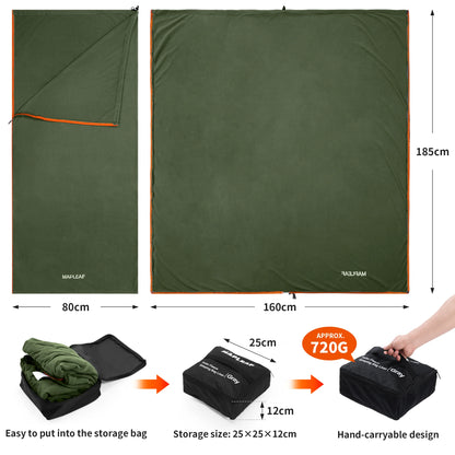 MAPLEAF Fleece Sleeping ,Travel Camping Sheet Camping Blanket Liner