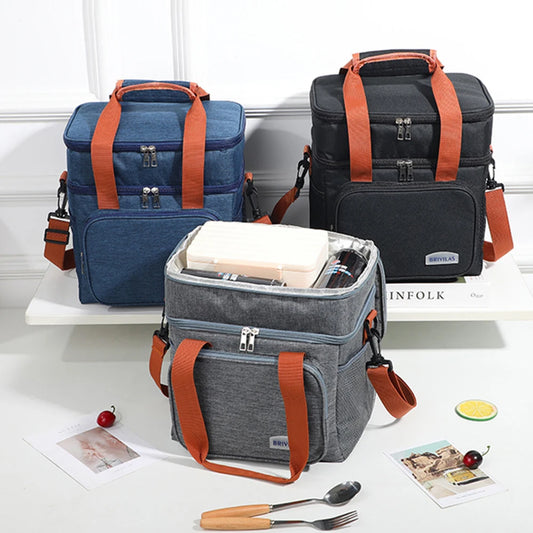Tragbare, verstärkte Lunch‑Isoliertasche mit großer Kapazität, Business‑Lunchbag zum Umhängen