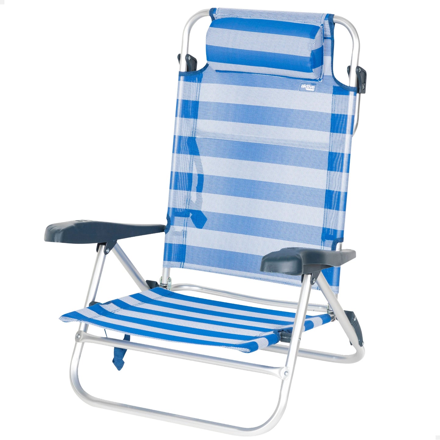 AKTIVE Klappstuhl Strand – 8 Positionen, gepolstert, Armlehnen, bis 110 kg