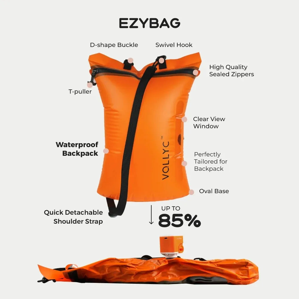 FLEXTAIL X VOLLYC EZYPACK – 25L Vakuum‑Kompressionsbeutel, wiederverwendbare Kleidungstasche & Reise‑Rucksack