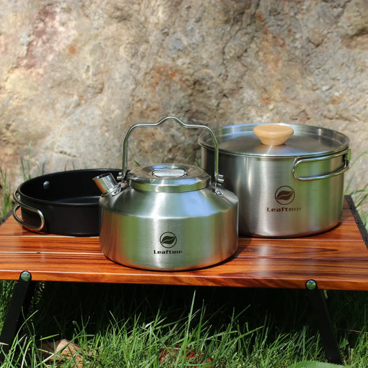 Camping Kochset Edelstahl 3-in-1 – Kessel, Topf & Pfanne für 2–3 Personen