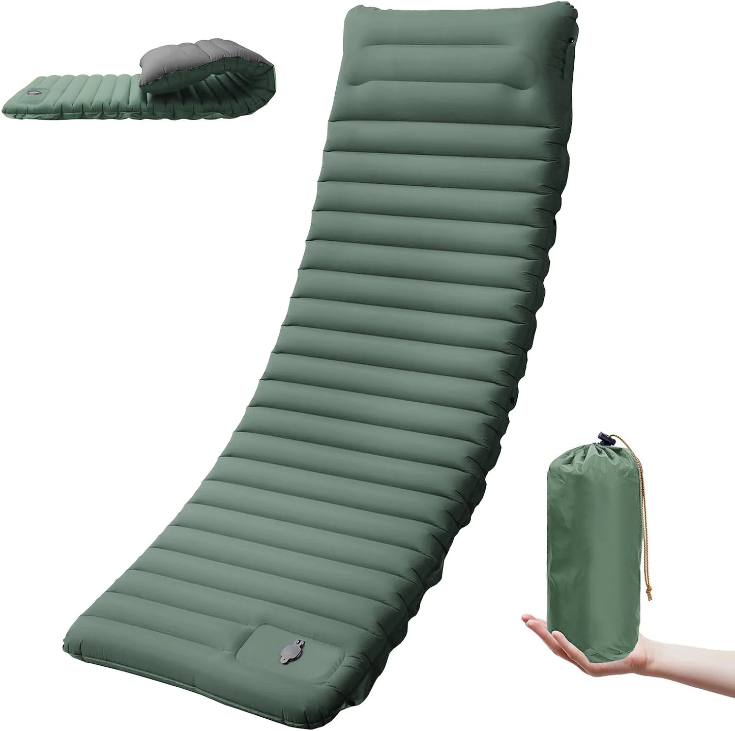 Ultraleichte extra dicke 4‑Zoll‑Camping‑Schlafmatte mit integriertem Kissen und Fußpumpe, aufblasbare Schlafmatte für Outdoor‑Camping