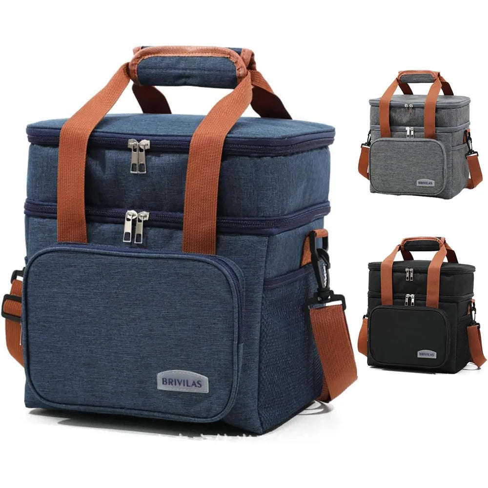 „Isolierte Lunchbox für Damen und Herren – zusammenklappbare, auslaufsichere Doppel‑Kühltasche mit großer Kapazität. Perfekt für Reisen, Camping und als Lunchbag für die Arbeit.“