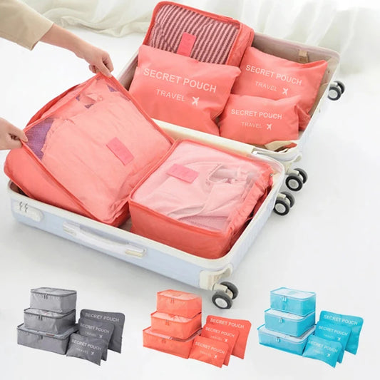 Reise-Organizer Set 6-teilig – Wasserdichte Koffertaschen für Kleidung & Unterwäsche