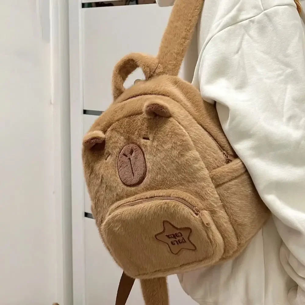 Kawaii Capybara Plüsch‑Rucksack für Damen, vielseitige Cartoon‑Capibara‑Umhängetasche, lustige Crossbody‑Bag, große Kapazität, Tote‑Bag