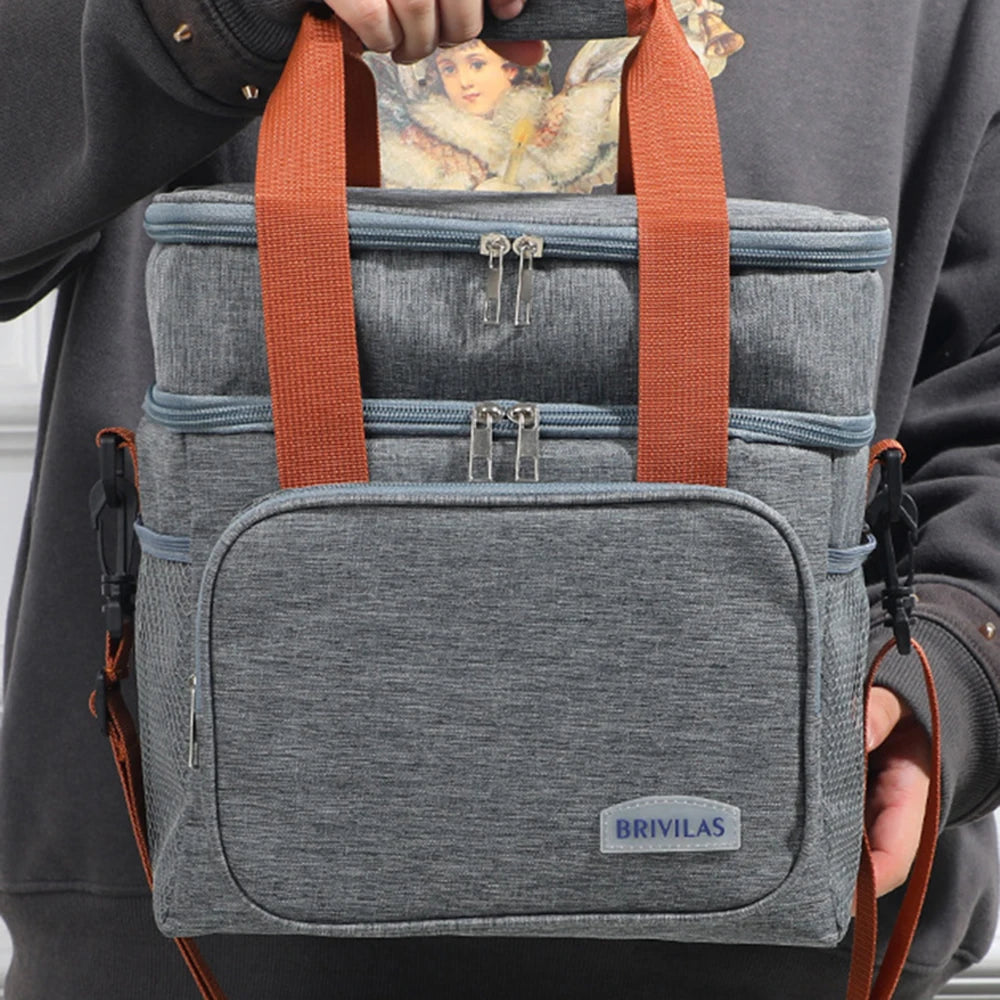 Tragbare, verstärkte Lunch‑Isoliertasche mit großer Kapazität, Business‑Lunchbag zum Umhängen