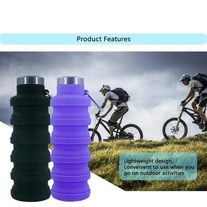 1 Stück zusammenklappbare Wasserflasche, wiederverwendbar, BPA‑frei, Silikon‑Faltflasche, tragbarer Wanderbecher für Outdoor‑Bergtouren