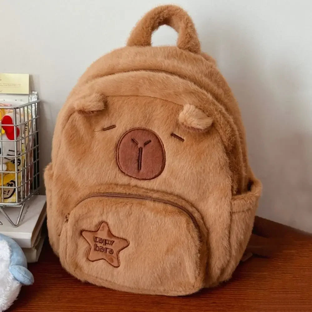Kawaii Capybara Plüsch‑Rucksack für Damen, vielseitige Cartoon‑Capibara‑Umhängetasche, lustige Crossbody‑Bag, große Kapazität, Tote‑Bag