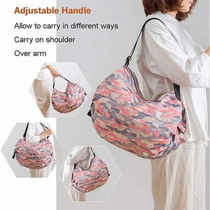 Faltbare, umweltfreundliche, wasserdichte Aufbewahrungstasche für Reisen und Einkäufe – tragbare Handtasche mit extra großer Kapazität, Reise‑Essentials