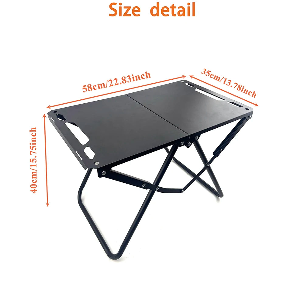 Tragbarer Klapptisch für Strand, Camping & Picknick – IGT Falttisch, 58x41x35 cm, Kohlenstoffstahl