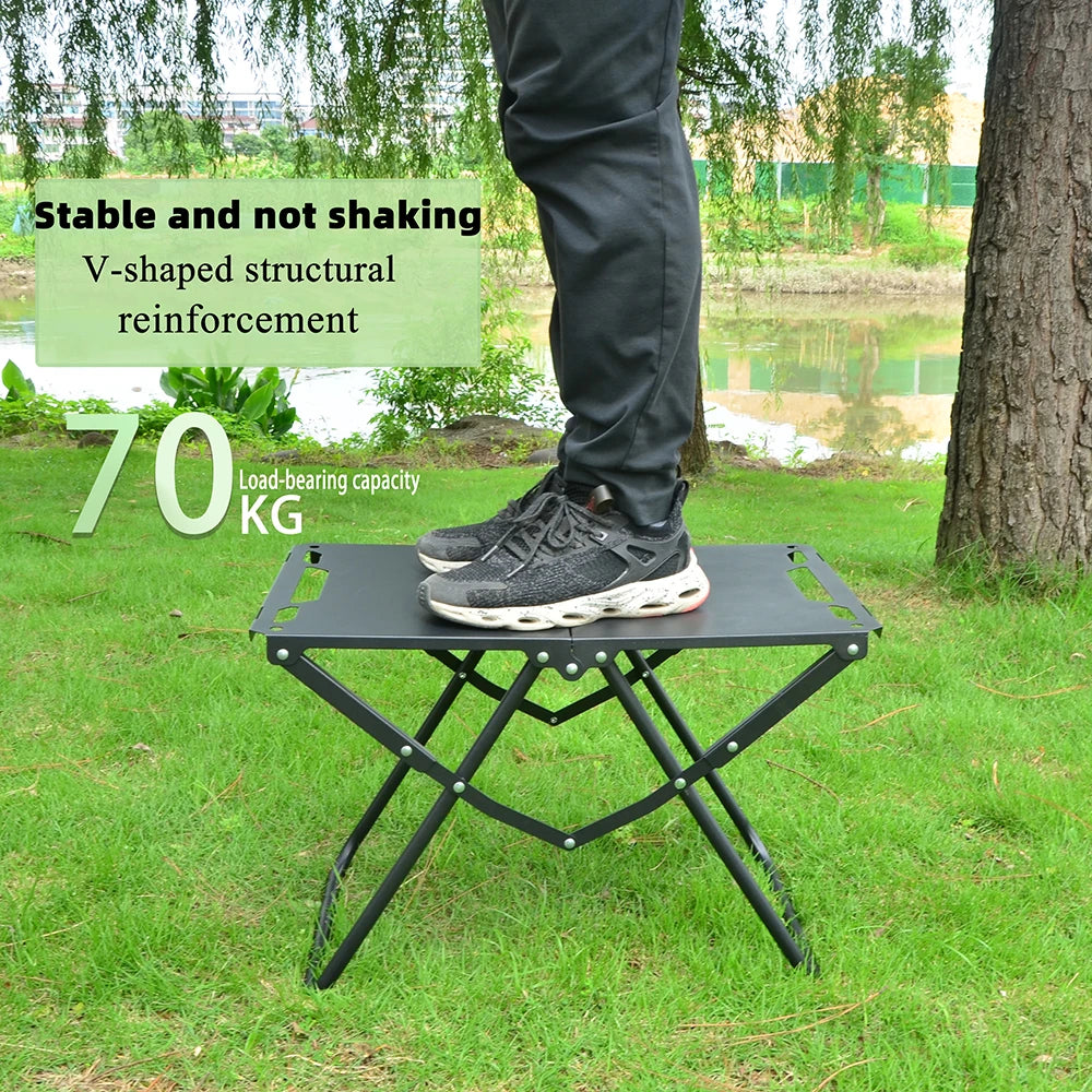 Tragbarer Klapptisch für Strand, Camping & Picknick – IGT Falttisch, 58x41x35 cm, Kohlenstoffstahl