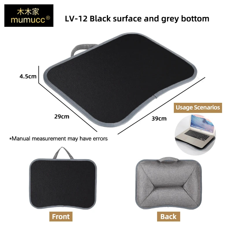 MUMUCC Multifunktionaler Laptop‑Tisch mit Kissen – gefüllt mit Schaumperlen, inkl. Hart‑Mousepad