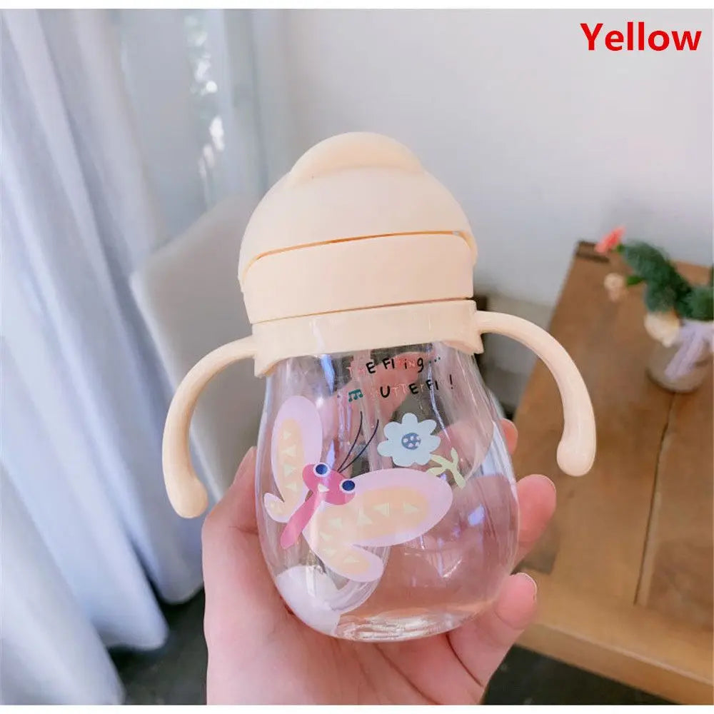 „250‑ml‑Kinder‑Trinkflasche mit Cartoon‑Motiv, Outdoor‑tauglich, mit Strohhalm – Baby‑Trinklernbecher für Kinder, tragbar, mit Griff“