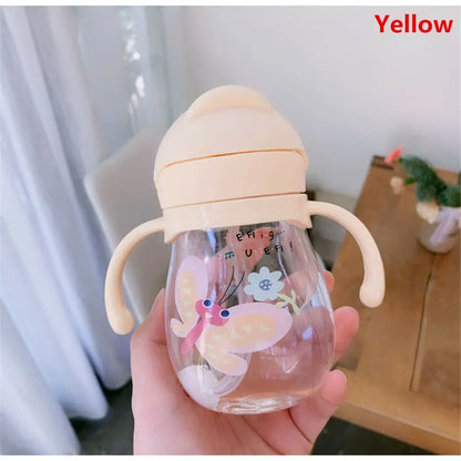 „250‑ml‑Kinder‑Trinkflasche mit Cartoon‑Motiv, Outdoor‑tauglich, mit Strohhalm – Baby‑Trinklernbecher für Kinder, tragbar, mit Griff“