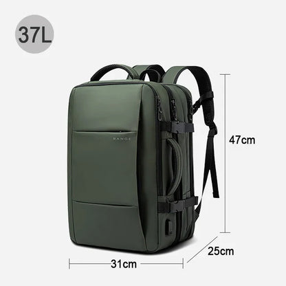 Bange BG-1908 ist ein großer, erweiterbarer, wasserdichter Business‑ und Reiserucksack, der Laptops bis 17,3 Zoll fasst und durch USB‑Port.