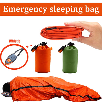 Tragbarer, wasserdichter Notfall‑Schlafsack – Outdoor‑EDC‑Campingausrüstung, thermischer Schutzsack, Erste‑Hilfe‑Rettungsset, Mylar‑Rettungsdecke.