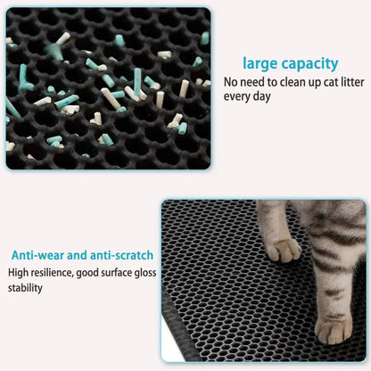 Katzenstreumatte mit Geschenk, doppellagige wasserdichte Haustier‑Katzentoilettenmatte, rutschfeste Sandfang‑Katzenmatte, waschbare Bettmatte, Reinigungsmatte, Produkte