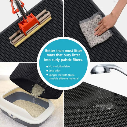 Katzenstreumatte mit Geschenk, doppellagige wasserdichte Haustier‑Katzentoilettenmatte, rutschfeste Sandfang‑Katzenmatte, waschbare Bettmatte, Reinigungsmatte, Produkte