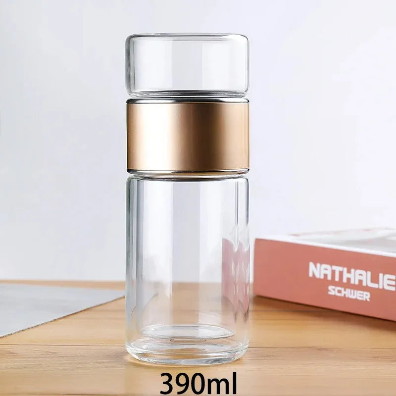 420ML Tea Cup Easy To Clean Glass Tea Cup with Double Layer Tea Infuser Tea Infuser Water Cup Suitable for Office Outdoor Travel