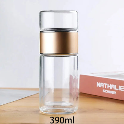 420ML Tea Cup Easy To Clean Glass Tea Cup with Double Layer Tea Infuser Tea Infuser Water Cup Suitable for Office Outdoor Travel