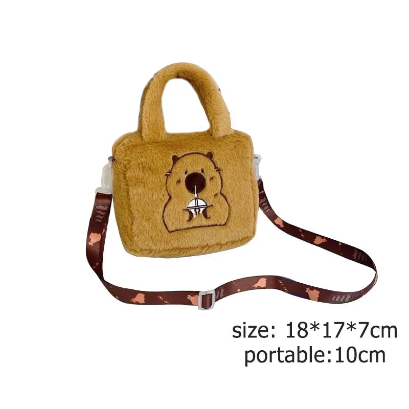Kawaii Capybara Plüsch‑Rucksack für Damen, vielseitige Cartoon‑Capibara‑Umhängetasche, lustige Crossbody‑Bag, große Kapazität, Tote‑Bag