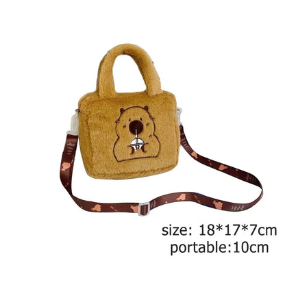 Kawaii Capybara Plüsch‑Rucksack für Damen, vielseitige Cartoon‑Capibara‑Umhängetasche, lustige Crossbody‑Bag, große Kapazität, Tote‑Bag
