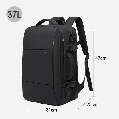Bange BG-1908 ist ein großer, erweiterbarer, wasserdichter Business‑ und Reiserucksack, der Laptops bis 17,3 Zoll fasst und durch USB‑Port.