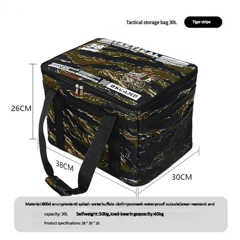 „30–42L taktische Camping‑Aufbewahrungstasche – isolierte, faltbare Box, wasserdicht, für Picknick‑Geschirr, Feldausrüstung und Outdoor‑Organizer“