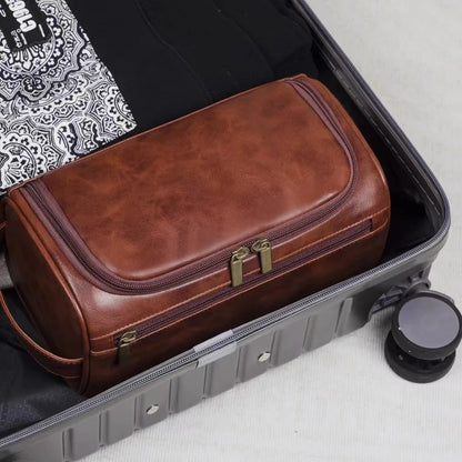 „Große Leder‑Kulturtasche zum Aufhängen, Dopp Kit für Männer und Frauen, wasserdichte Waschtasche, Kosmetik‑Aufbewahrungstasche – ideal für Reisen und Outdoor“