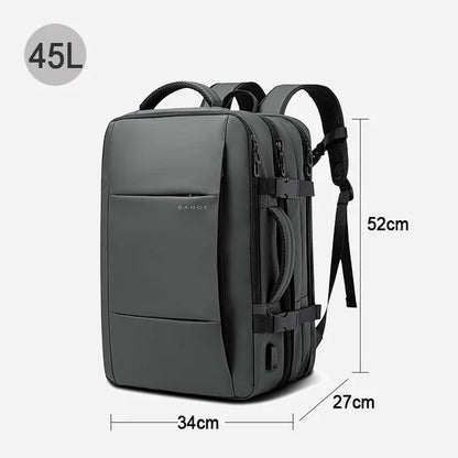 Bange BG-1908 ist ein großer, erweiterbarer, wasserdichter Business‑ und Reiserucksack, der Laptops bis 17,3 Zoll fasst und durch USB‑Port.