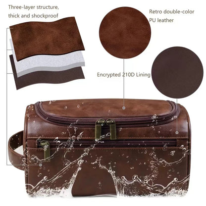 „Große Leder‑Kulturtasche zum Aufhängen, Dopp Kit für Männer und Frauen, wasserdichte Waschtasche, Kosmetik‑Aufbewahrungstasche – ideal für Reisen und Outdoor“