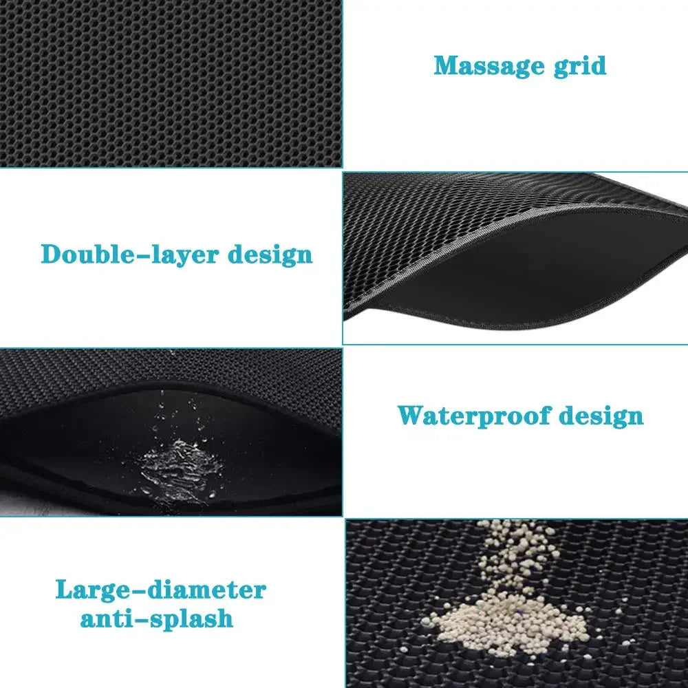 Katzenstreumatte mit Geschenk, doppellagige wasserdichte Haustier‑Katzentoilettenmatte, rutschfeste Sandfang‑Katzenmatte, waschbare Bettmatte, Reinigungsmatte, Produkte