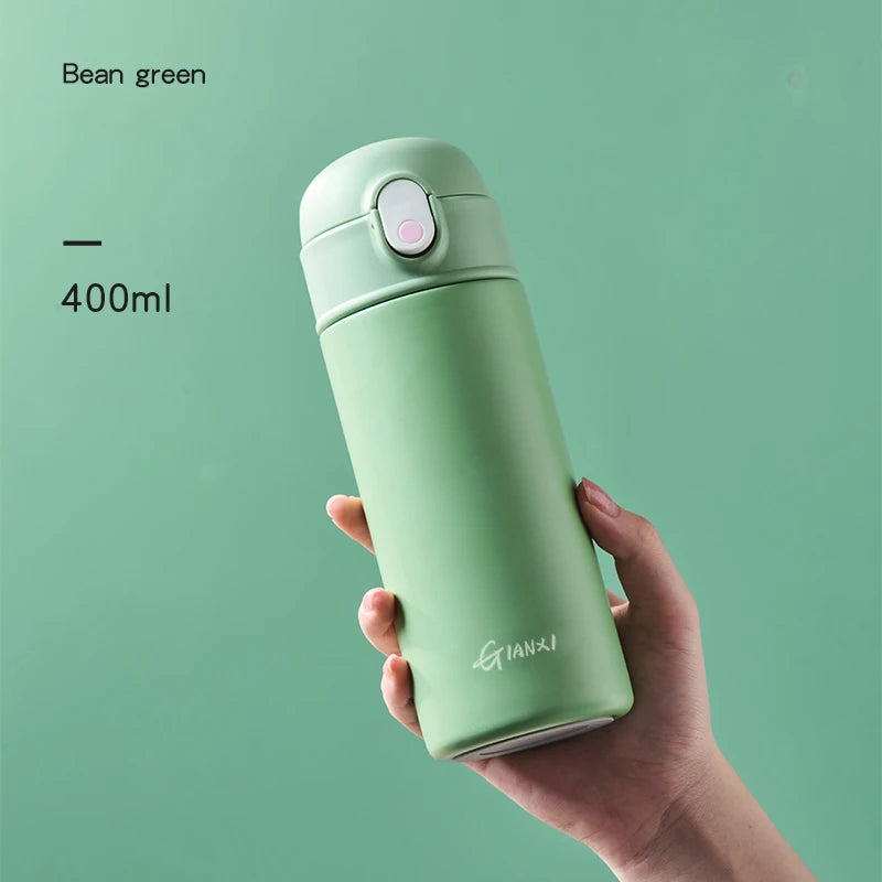 GIANXI Springhalm‑Thermobecher Thermosbecher aus Edelstahl, einfache Ins‑Style‑Wasserflasche, tragbarer isolierter Becher, Trinkgeschirr