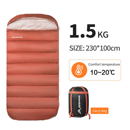 Bisinna Camping Schlafsack – 3 Jahreszeiten, Envelope-Design, 1,5–3,5 kg Füllung