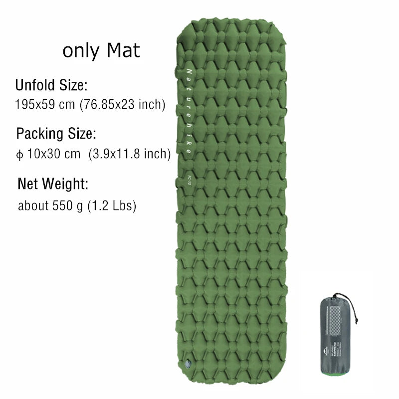 „Naturehike Camping‑Luftmatratze ultraleicht wasserdicht Nylon aufblasbares Kissen Outdoor tragbares Schlafbett Wander‑ und Picknickmatte“