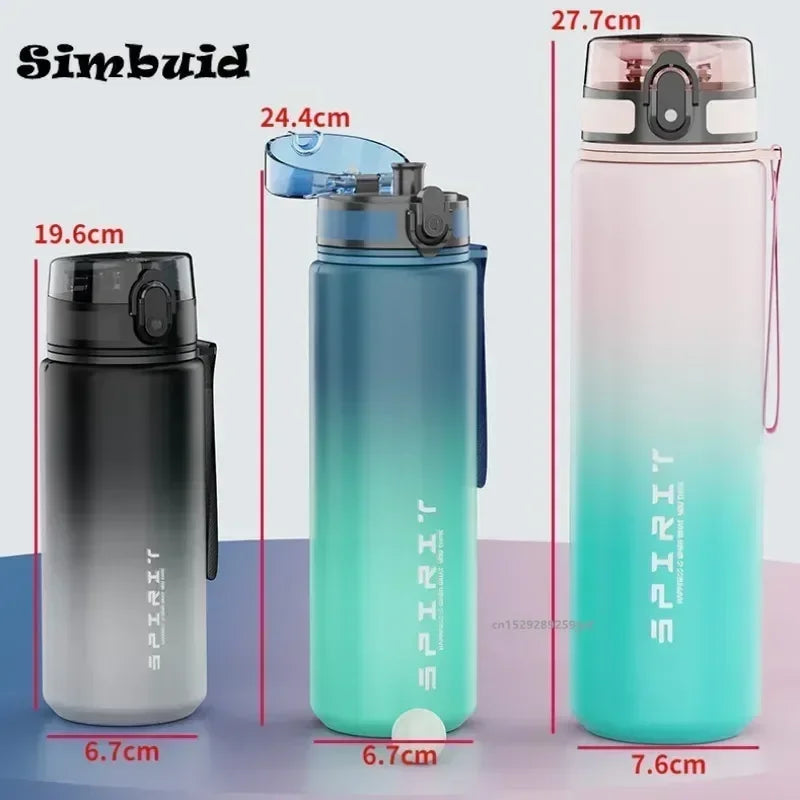 500ML/650ML/1000ML Sport-Wasserflasche, auslaufsicher, farbenfroher Kunststoffbecher zum Trinken, für Outdoor‑Reisen, tragbar, geeignet für Fitnessstudio und Sport.