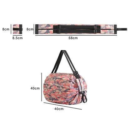 Faltbare, umweltfreundliche, wasserdichte Aufbewahrungstasche für Reisen und Einkäufe – tragbare Handtasche mit extra großer Kapazität, Reise‑Essentials