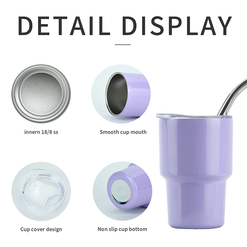 „LMETJMA 2oz Mini‑Tumbler – doppelwandiger Edelstahl‑Vakuumbecher, Sublimations‑Shot‑Glas‑Tumbler mit Strohhalm und Deckel, Modell JT228“