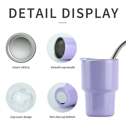 „LMETJMA 2oz Mini‑Tumbler – doppelwandiger Edelstahl‑Vakuumbecher, Sublimations‑Shot‑Glas‑Tumbler mit Strohhalm und Deckel, Modell JT228“