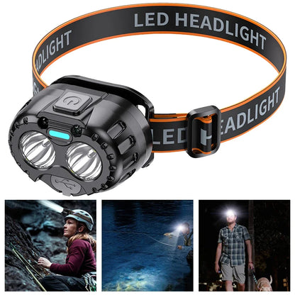 „Leistungsstarke LED‑Stirnlampe, IPX4 wasserdicht – Notfall‑Stirnleuchte mit 250 Lumen, XPE‑LED, 500 mAh Akku für Outdoor‑Angeln, Camping und Wandern“