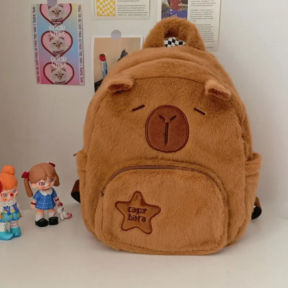 Kawaii Capybara Plüsch‑Rucksack für Damen, vielseitige Cartoon‑Capibara‑Umhängetasche, lustige Crossbody‑Bag, große Kapazität, Tote‑Bag