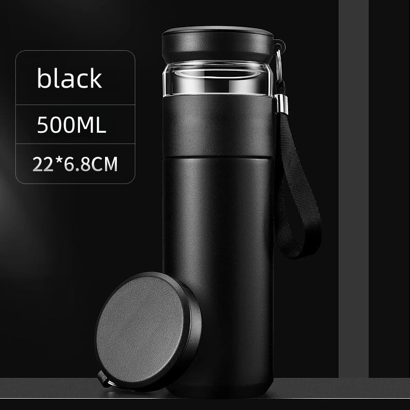 „500 ml Tee‑Infuser‑Vakuumflasche aus Edelstahl, isolierter Becher mit separatem Teespeicher, Griff, Reisemug, Business‑Becher, Geschenkartikel“