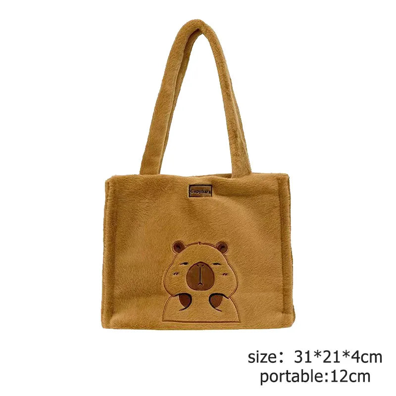 Kawaii Capybara Plüsch‑Rucksack für Damen, vielseitige Cartoon‑Capibara‑Umhängetasche, lustige Crossbody‑Bag, große Kapazität, Tote‑Bag
