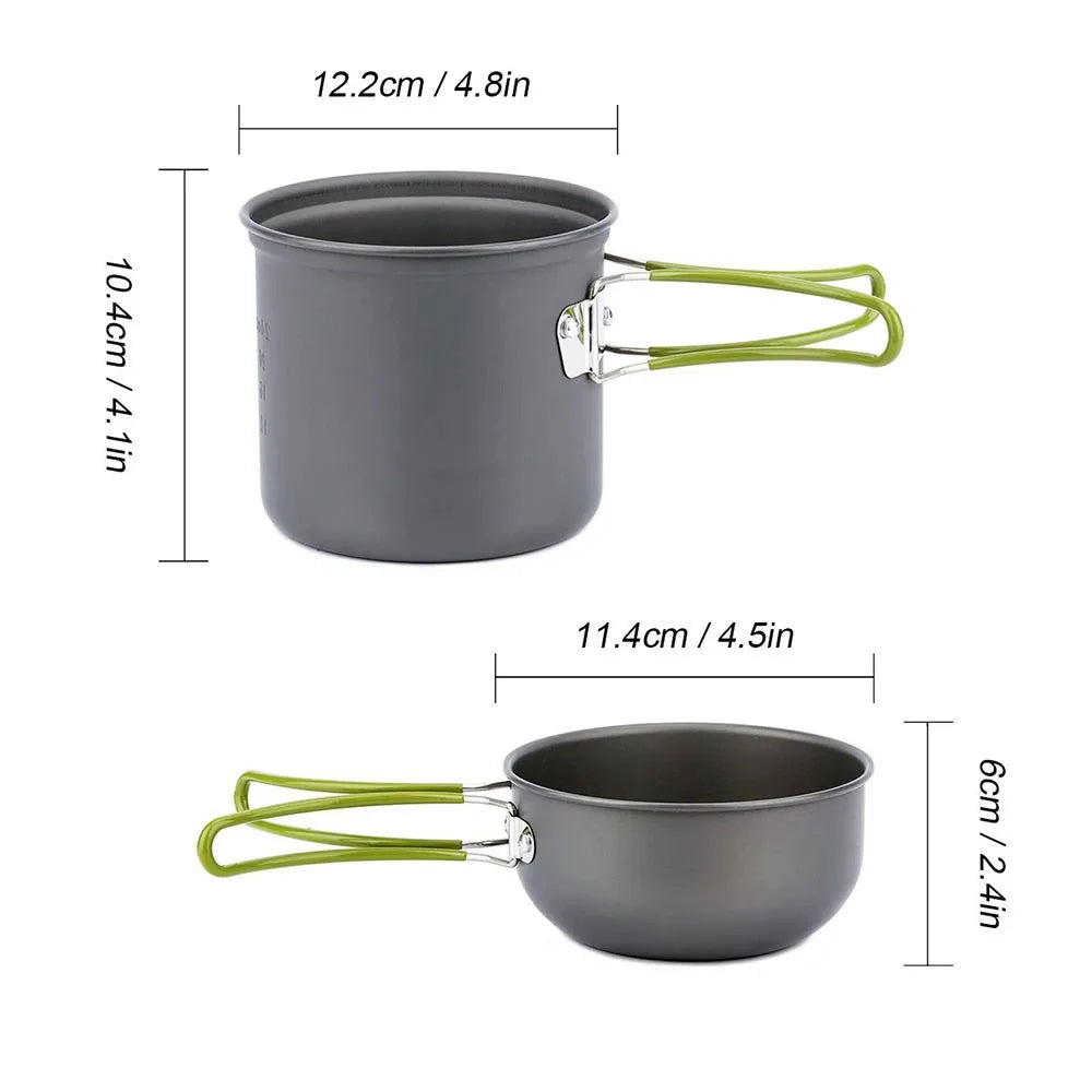 Camping‑Kochgeschirr‑Set – ultraleichtes Camping‑Topfset, Outdoor‑Kochgeschirr für Wandern, Trekking, Picknick, Angeln und Bergsteigen.